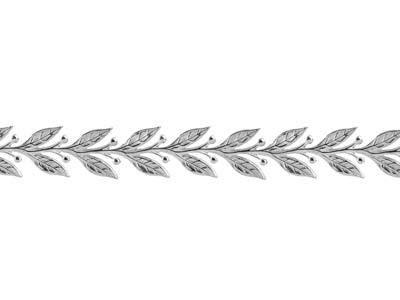 Banda De Galera De Hojas Y Bayas, 0,60 X 6,40mm, Plata 925 Semidura