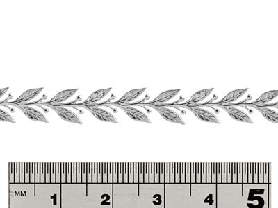 Banda De Galería De Hojas Y Bayas, 0,60 X 6,40 mm, Plata 925 Semidura - Imagen Estandar - 2