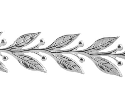 Banda De Galería De Hojas Y Bayas, 0,60 X 6,40 mm, Plata 925 Semidura - Imagen Estandar - 3