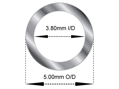 Tubo Mediano De Oro Blanco De 18 Ct, Ref. 1, Diámetro Exterior De 5,0 Mm, Diámetro Interior De 3,8 Mm, Pared De 0,6 Mm, 100% Oro Reciclado - Imagen Estandar - 2