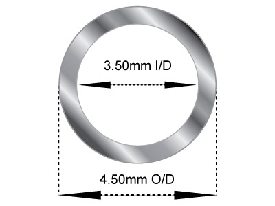 Tubo Mediano De Oro Blanco De 18 Ct, Ref. 2, Diámetro Exterior De 4,5 Mm, Diámetro Interior De 3,5 Mm, Pared De 0,5 Mm, 100% Oro Reciclado - Imagen Estandar - 2