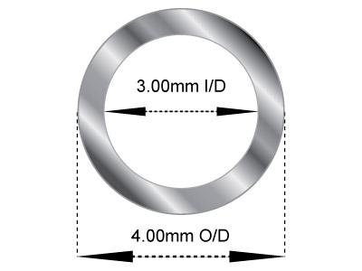 Tubo Mediano De Oro Blanco De 18 Ct, Ref. 3, Diámetro Exterior De 4,0 Mm, Diámetro Interior De 3,0 Mm, Pared De 0,5 Mm, 100% Oro Reciclado - Imagen Estandar - 2