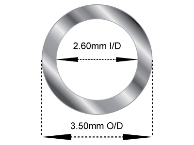 Tubo Mediano De Oro Blanco De 18 Ct, Ref. 4, Diámetro Exterior De 3,5 Mm, Diámetro Interior De 2,6 Mm, Pared De 0,45 Mm, 100% Oro Reciclado - Imagen Estandar - 2