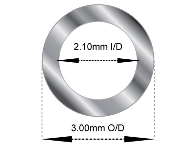 Tubo Mediano De Oro Blanco De 18 Ct, Ref. 5, Diámetro Exterior De 3,0 Mm, Diámetro Interior De 2,1 Mm, Pared De 0,45 Mm, 100% Oro Reciclado - Imagen Estandar - 2