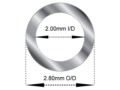 Tubo Mediano De Oro Blanco De 18 Ct, Ref. 6, Diámetro Exterior De 2,8 Mm, Diámetro Interior De 2,0 Mm, Pared De 0,4 Mm, 100% Oro Reciclado - Imagen Estandar - 2