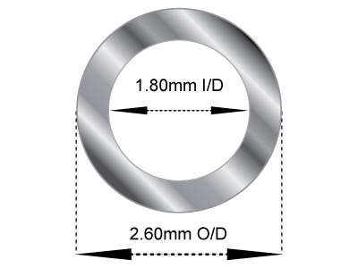 Tubo Mediano De Oro Blanco De 18 Ct, Ref. 7, Diámetro Exterior De 2,6 Mm, Diámetro Interior De 1,8 Mm, Pared De 0,4 Mm, 100% Oro Reciclado - Imagen Estandar - 2