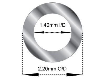 Tubo Mediano De Oro Blanco De 18 Ct, Ref. 9, Diámetro Exterior De 2,2 Mm, Diámetro Interior De 1,4 Mm, Pared De 0,4 Mm, 100% Oro Reciclado - Imagen Estandar - 2