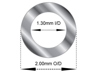 Tubo Mediano De Oro Blanco De 18 Ct, Ref. 10, Diámetro Exterior De 2,0 Mm, Diámetro Interior De 1,3 Mm, Pared De 0,35 Mm, 100% Oro Reciclado - Imagen Estandar - 2