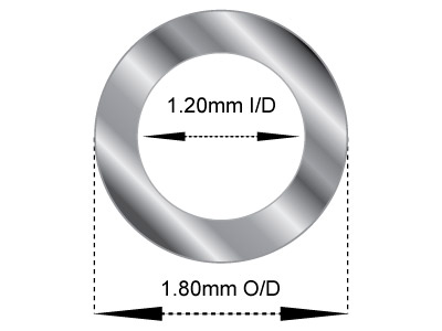 Tubo Mediano De Oro Blanco De 18 Ct, Ref. 11, Diámetro Exterior De 1,8 Mm, Diámetro Interior De 1,2 Mm, Pared De 0,3 Mm, 100% Oro Reciclado - Imagen Estandar - 2