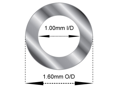 Tubo Mediano De Oro Blanco De 18 Ct, Ref. 12, Diámetro Exterior De 1,6 Mm, Diámetro Interior De 1,0 Mm, Pared De 0,3 Mm, 100% Oro Reciclado - Imagen Estandar - 2