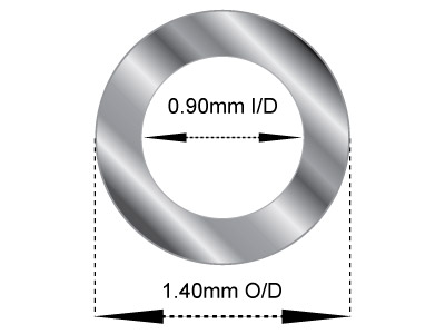 Tubo Mediano De Oro Blanco De 18 Ct, Ref. 13, Diámetro Exterior De 1,4 Mm, Diámetro Interior De 0,9 Mm, Pared De 0,25 Mm, 100% Oro Reciclado - Imagen Estandar - 2