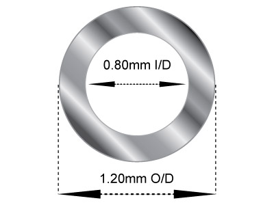 Tubo Mediano De Oro Blanco De 18 Ct, Ref. 14, Diámetro Exterior De 1,2 Mm, Diámetro Interior De 0,80 Mm, Pared De 0,2 Mm, 100% Oro Reciclado - Imagen Estandar - 2