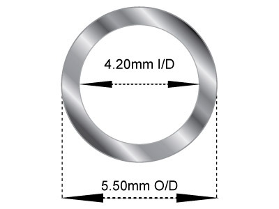 Tubo Mediano De Oro Blanco De 18 Ct, Ref. A, Diámetro Exterior De 5,5 Mm, Diámetro Interior De 4,2 Mm, Pared De 0,65 Mm, 100% Oro Reciclado - Imagen Estandar - 2