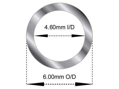 Tubo Mediano De Oro Blanco De 18 Ct, Ref. B, Diámetro Exterior De 6,0 Mm, Diámetro Interior De 4,6 Mm, Pared De 0,7 Mm, 100% Oro Reciclado - Imagen Estandar - 2