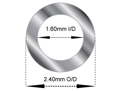 Tubo De Plata De Ley, Ref. 8, Diámetro Exterior De 2,4 Mm, Diámetro Interior De 1,6 Mm, Pared De 0,4 Mm, 100% Plata Reciclada - Imagen Estandar - 2