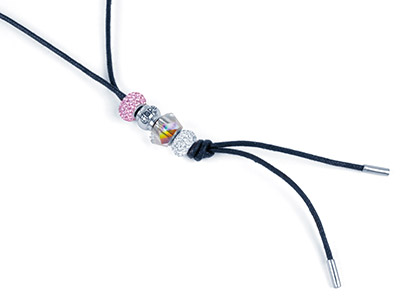 Cordón De Algodón Negro 3,60 mm, Para Collar De Perlas, Extremos De Plata 925, 100 cm - Imagen Estandar - 2