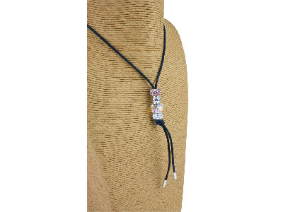Cordón De Algodón Negro 3,60 mm, Para Collar De Perlas, Extremos De Plata 925, 100 cm - Imagen Estandar - 3