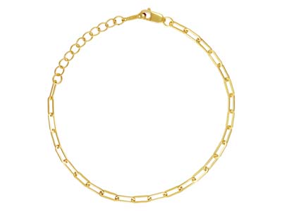 Pulsera De Malla Rectangular Con Extensin, 16,50-19cm, Bañada En Oro