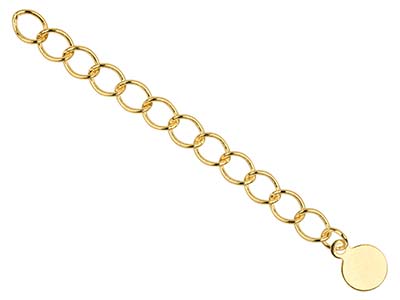 Extensin De Cadena Rombo De 3,50mm, Rematada Con Una Pastilla De 8,5cm, Bañado En Oro, Bolsa De 5