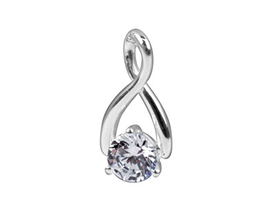 Colgante Cruz Con Circonita, Plata 925