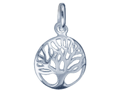Colgante Crculo Con Árbol De La Vida 12,25mm, Plata 925