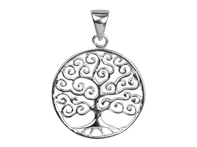 Colgante De Plata De Ley árbol De La Vida Con Diseño Contemporáneo - Imagen Estandar - 1