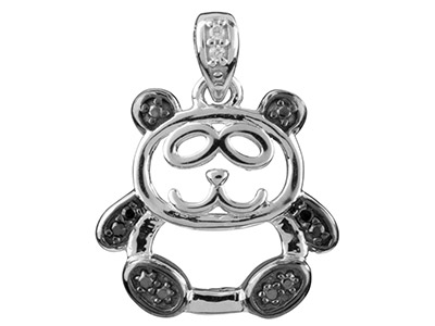 Colgante Panda Con Circonio Blanco Y Negro 15 mm, Plata 925 - Imagen Estandar - 1