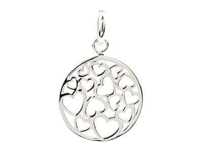 Colgante Corazones Calados 17mm, Plata 925