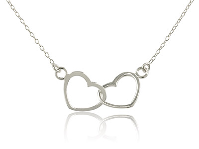 St Sil Double Heart Nlet, 1640cm Chain