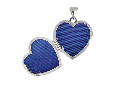 St Sil Heart Quilted Effect Locket Set With Cz - Imagen Estandar - 2