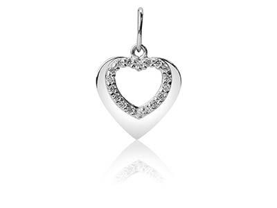 Conjunto De Colgante En Plata De Ley Con Diseño De Doble Corazn Con Circonita Cbica