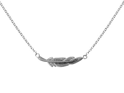 Collar Con Motivo De Plumas, 4045cm, Plata 925