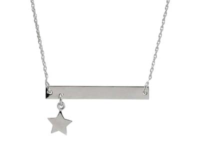 Collar Con Colgante De Barra Y Colgante De Estrella, 40cm, Plata 925