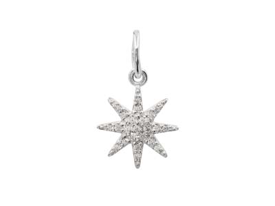 Colgante Con Diseño De Estrella Octograma En Plata De Ley Con Circonita Cbica