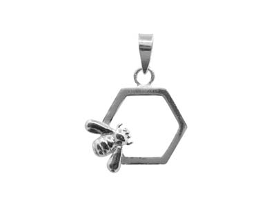 Colgante En Plata De Ley Con Diseño De Abeja Y Panal