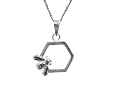 Colgante En Plata De Ley Con Diseño De Abeja Y Panal - Imagen Estandar - 2