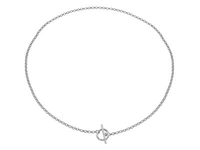 Collar De Eslabones Forat, Cierre En T, 42cm, Plata 925