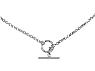 Collar De Eslabones For\at, Cierre En T, 42 cm, Plata 925 - Imagen Estandar - 2