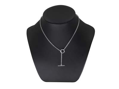 Collar De Eslabones For\at, Cierre En T, 42 cm, Plata 925 - Imagen Estandar - 3