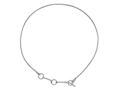 Collar De Cadena De Serpiente, Cierre En T, Ajustable 45cm, Plata 925