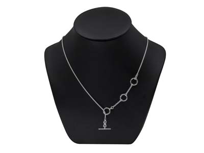 Collar De Cadena De Serpiente, Cierre En T, Ajustable 45 cm, Plata 925 - Imagen Estandar - 3