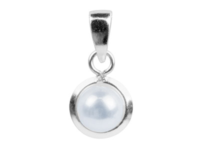Colgante De Perla Cultivada Blanca De 6mm, Fianza De Plata 925