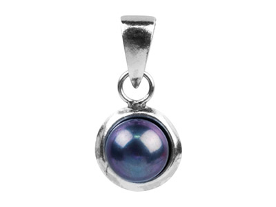 Colgante De Perlas Cultivadas Negras De 6mm, Asa De Plata 925