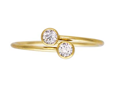 Anillo Ajustable Con Dos xidos De Circonio De 3mm, Relleno De Oro