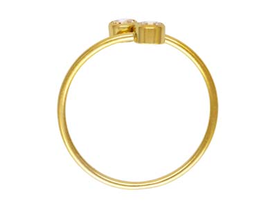 Anillo Ajustable Con Dos Óxidos De Circonio De 3 mm, Relleno De Oro - Imagen Estandar - 2