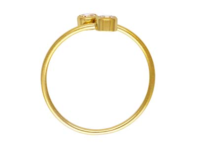 Anillo Ajustable De Oro Laminado Con DiseÑo Doble De Circonitas CÚbicas Blancas, 3 MM - Imagen Estandar - 2