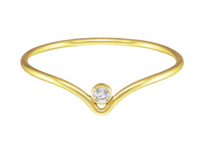 Anillo Con Patrn De Chevrn Con xido De Circonio De 2mm, Gold Filled, Tamaño L