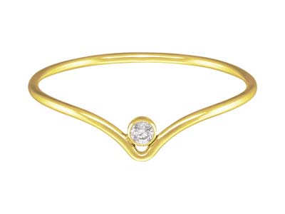 Anillo Con Motivo De Chevrn Y xido De Circonio De 2mm, Gold Filled,tamaño M