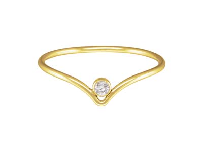 Anillo Con Motivo De Chevron Y xido De Circonio De 2mm, Relleno De Oro, Tamaño S