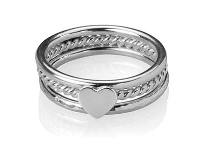 Combinacin De Anillos En Plata De Ley Con Corazn
